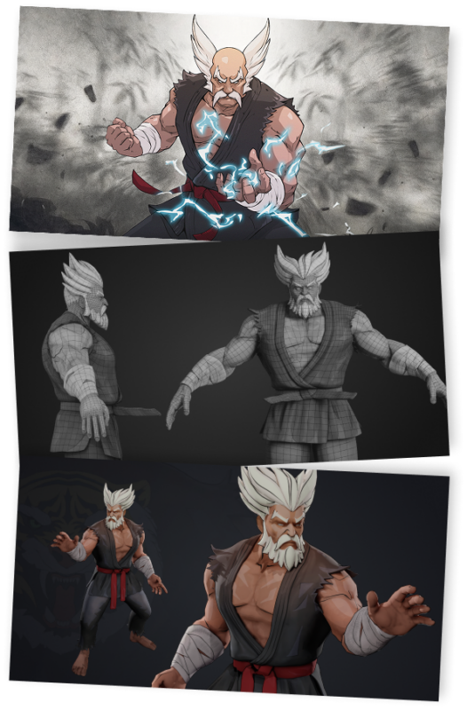 3D game character modeling pipeline stages